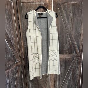 Sleeveless Plaid Open Vest